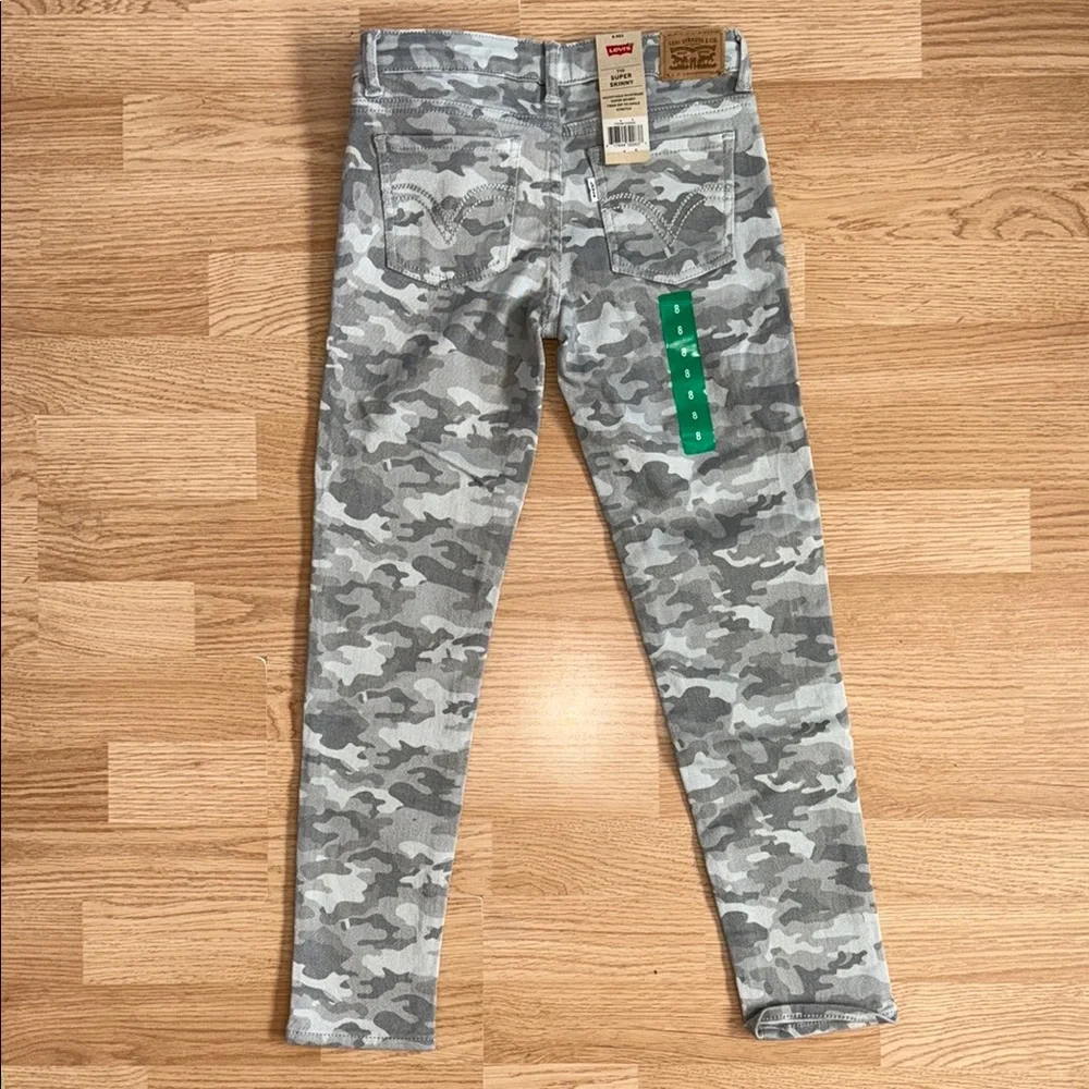 NWT Levi’s 710 Super Skinny Girls Size 8 Regular Gray Camo Stretch Jeans